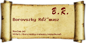 Borovszky Rémusz névjegykártya